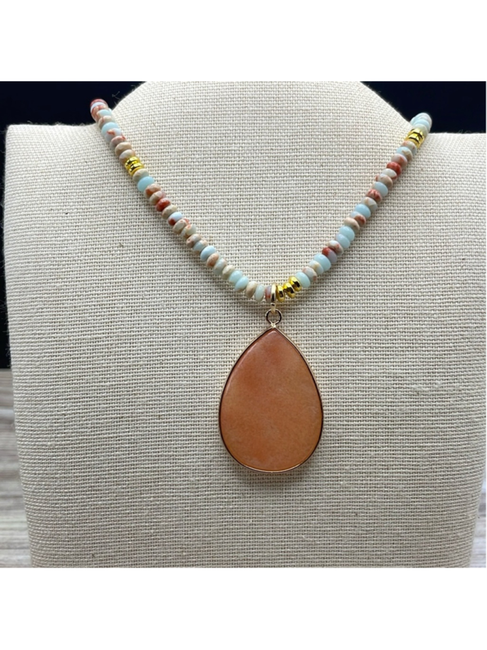 Pink Aventurine Pendant Mixed Gemstone Necklace